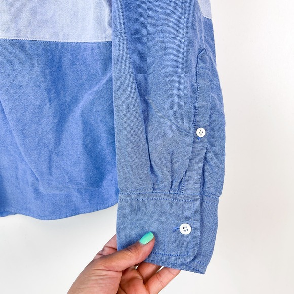 J.Crew (4) Boy Button Up Shirt Blue Colorblock Cotton Womens - Picture 4 of 9